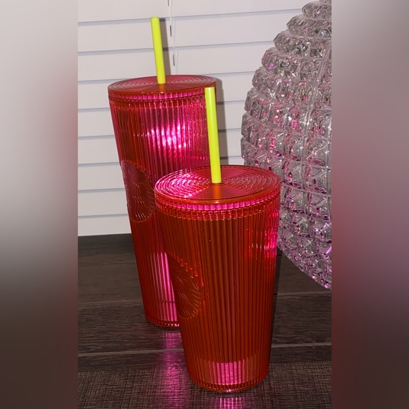 Starbucks Pink Ribbed Iridescent  Bling Venti & Grande Tumbler 2023 Summer - Picture 3 of 8
